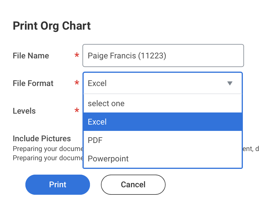Workday Print an Org Chart